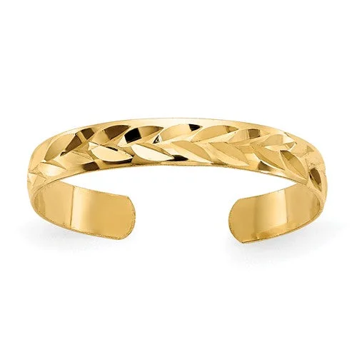 Ladies Rings for Explorer Glow-14k Yellow Gold Diamond Cut Toe Ring