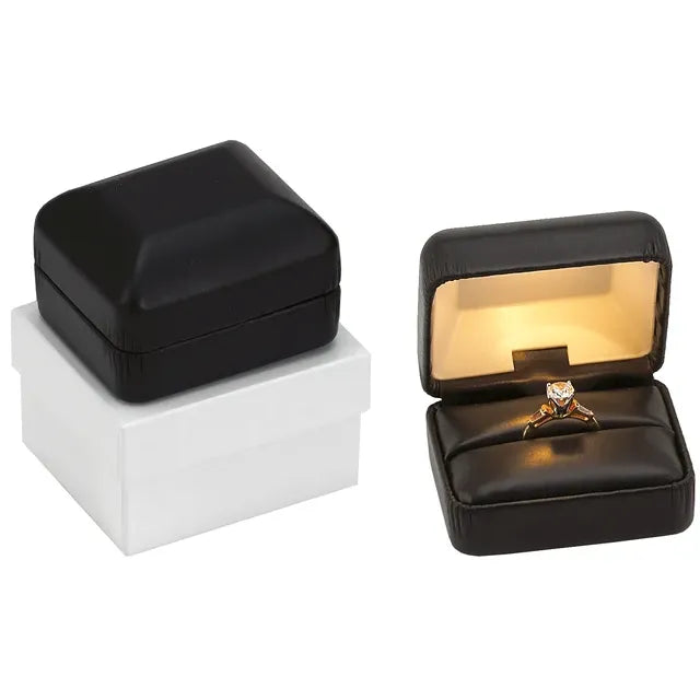 Ladies Rings with Brown Astrophyllite-LED Lighted Ring Box