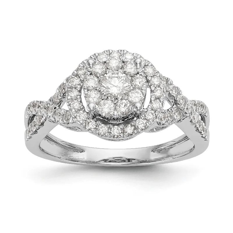 Ladies Engagement Rings Side Shine-14K White Gold Multi-Center Diamond Engagement Ring