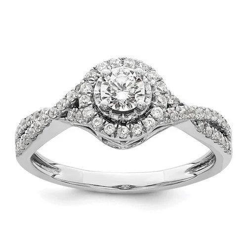 Ladies Engagement Rings with Heliodor Glow-14k White Gold Lab Grown Diamond SI1/SI2, G H I, Halo Twist Engagement Ring