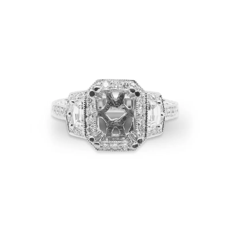 Ladies Engagement Rings Abstract Shine-14k White Gold Diamond Engagement Semi-Mount Ring - 1.61cttw