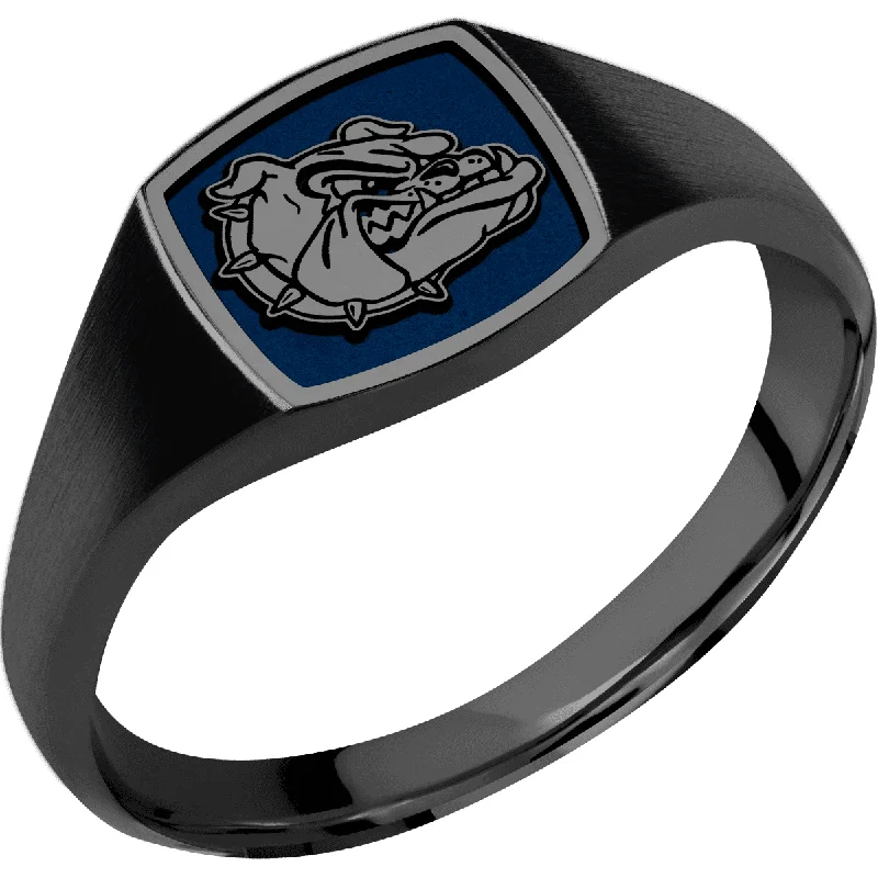 Ladies Rings with Leaf Spark-Gonzaga University Custom Collegiate Black Zirconium Signet Ring