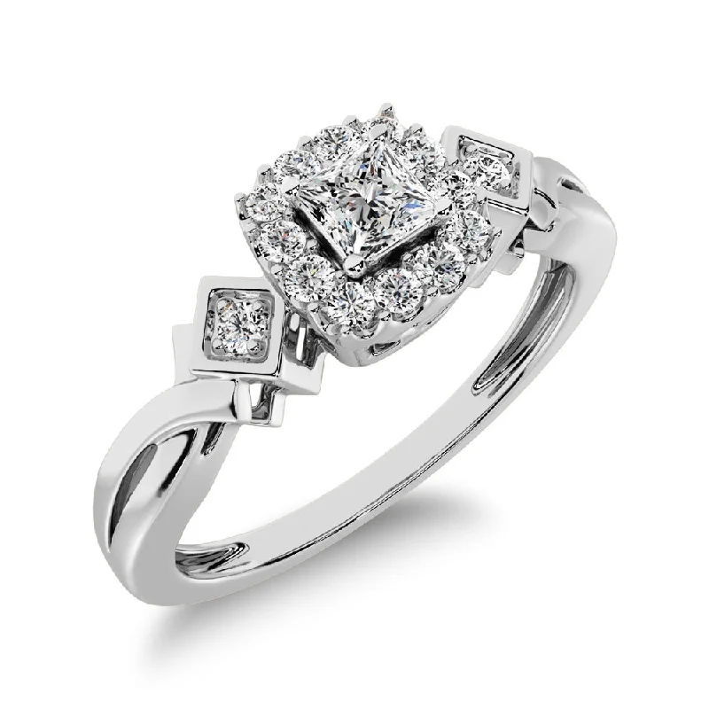 Ladies Engagement Rings Emerald Spark-10K White Gold Princess Cut Diamond 1/5 CTW Engagement Ring