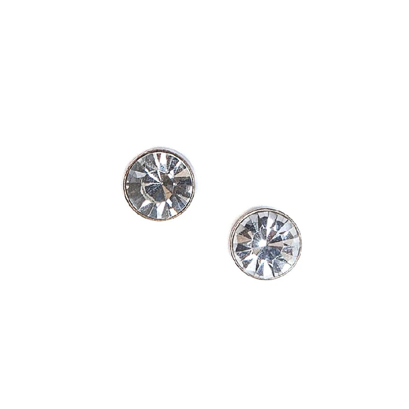 Ladies Earrings Fresh Glow-Lovett Clear Silver-Finish Crystal Stud Earrings