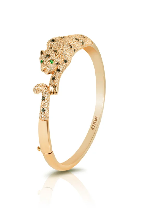 Ladies value sparkle bracelets -Signature 14K Yellow Gold Diamond and Emerald Bangle, 3.46 TCW