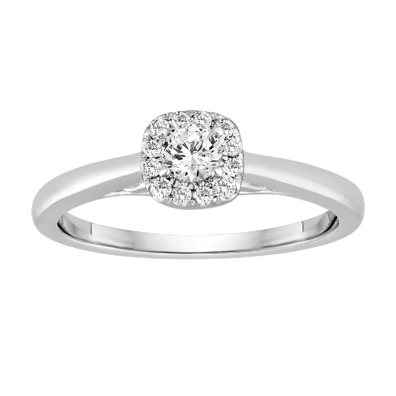 Ladies Engagement Rings with Andalusite Shine-14k White Gold Round diamonds Halo Engagement Ring BLISS10-E-Size 7