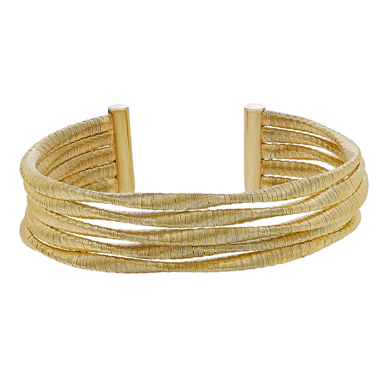 Ladies signature style bracelets -Gold Finish Sterling Silver Loosely Twisted Five Cable Cuff Bracelet