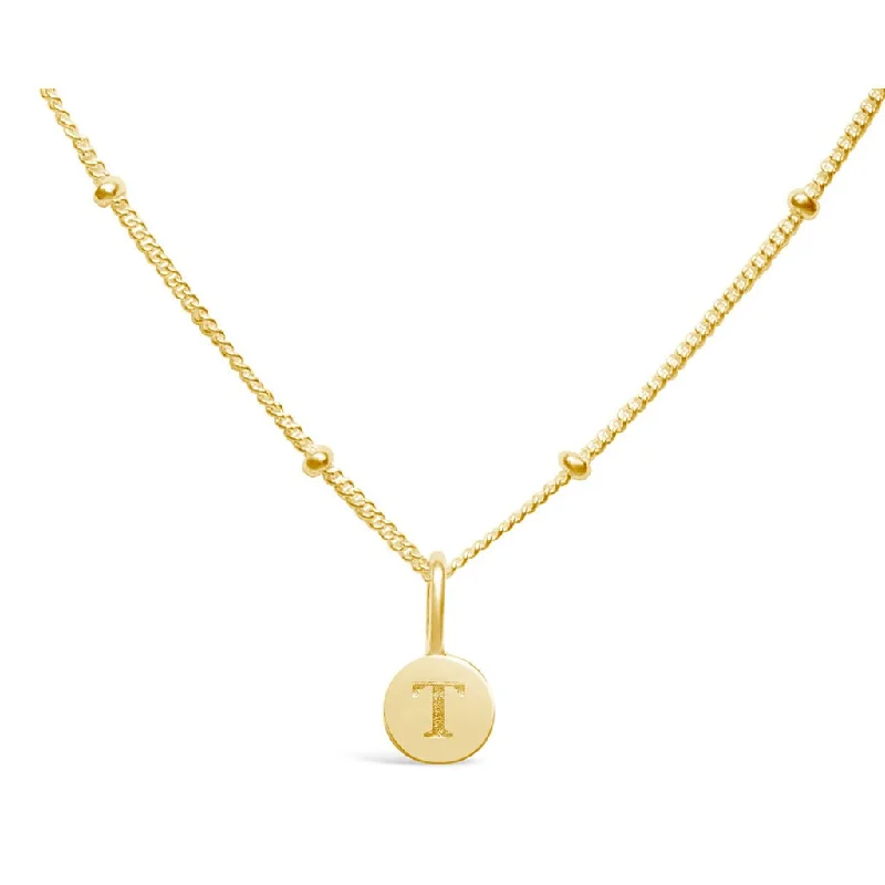 Coin shine necklaces -Stia : Mini Love Letter Necklace in Gold - T