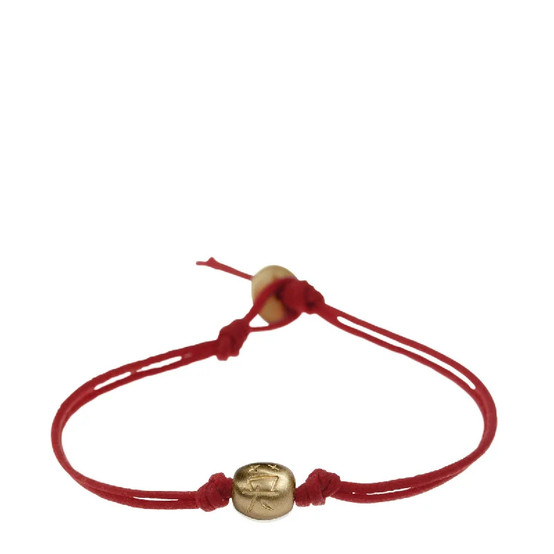 Ladies versatile stretch bracelets -10K Gold Courage Bead Bracelet on Red Cord