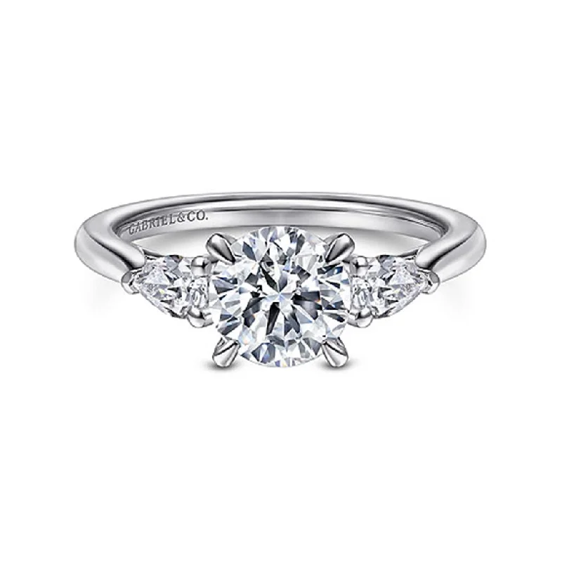 Ladies Engagement Rings Compass Shine-Gabriel & Co Sunday - 14K White Gold Round 3 Stone Diamond Engagement Ring