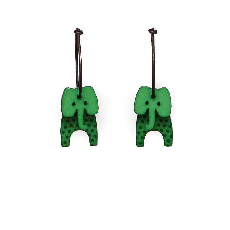 Ladies Earrings for Founder Spark-Lene Lundberg K-Form Bright Green Spotty Elephant Earrings