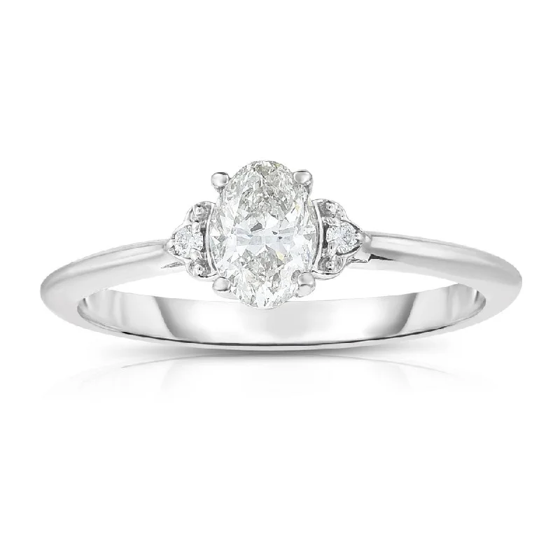 Ladies Engagement Rings Solo Spark-14K WHITE GOLD DIAMOND ENGAGEMENT RING WITH 0.76 CARAT TOTAL WEIGHT IJ COLOR SI2 CLARITY