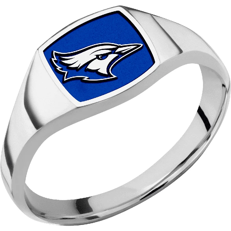 Ladies Rings with Triangle Spark-Creighton University Custom Collegiate Cobalt Chrome Signet Ring