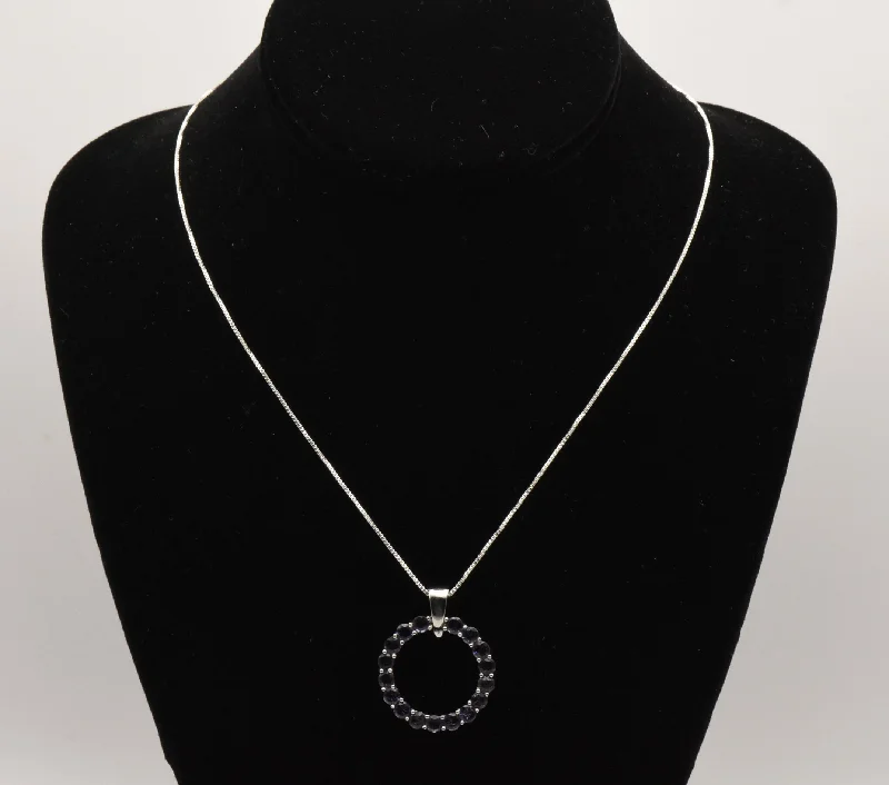 Radiant shine necklaces -Sterling Silver Iolite Pendant on Italian Sterling Chain Necklace - 17.75"