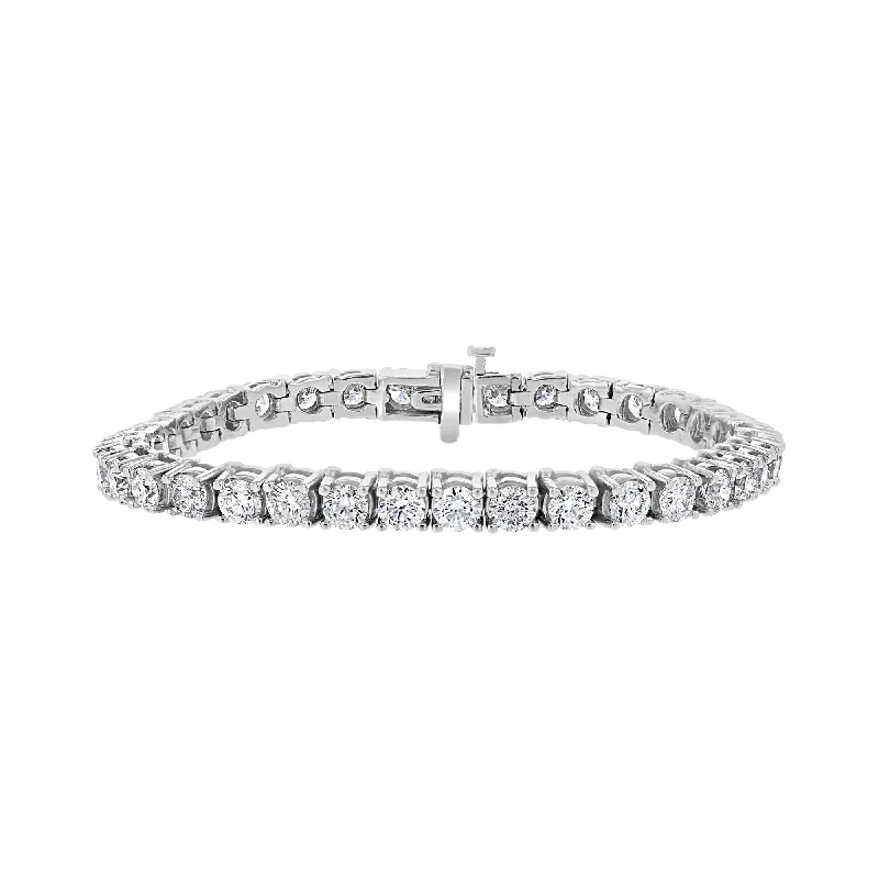 Ladies twinkling diamond bracelets -14KT WHITE GOLD 14.75 CTW ROUND DIAMOND TENNIS BRACELET