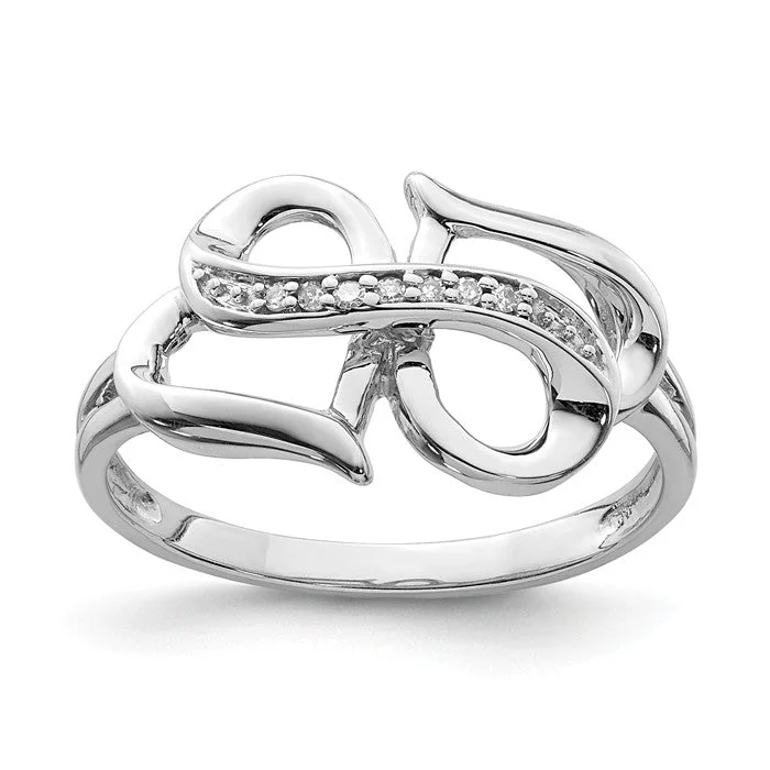 Ladies Rings for Travel Shine-Sterling Silver Genuine Diamond Infinity Symbol Heart Ring