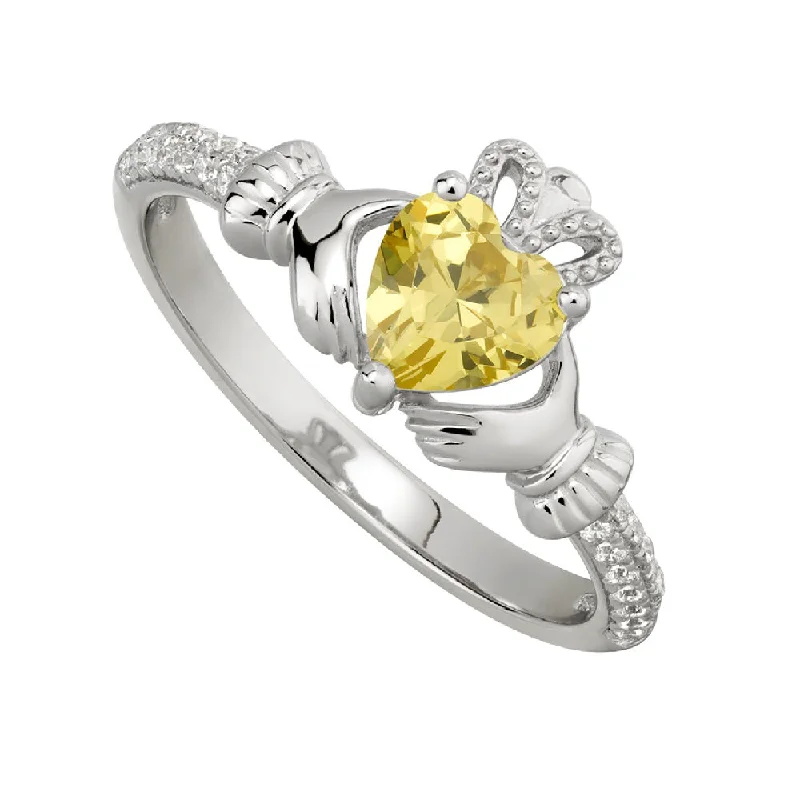 Ladies Rings with Compass Spark-November Claddagh Birthstone Ring