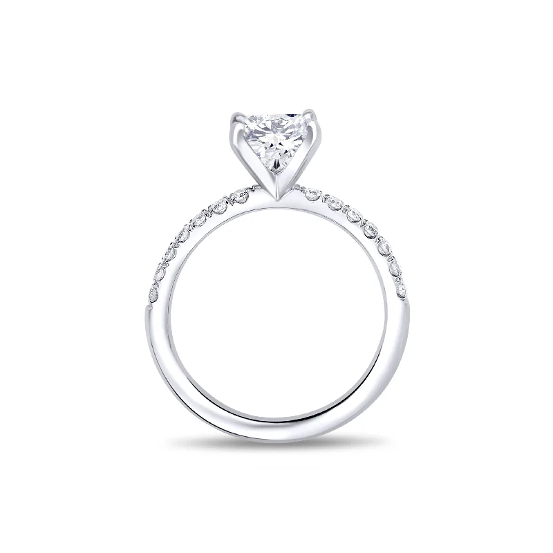 Ladies Engagement Rings Petite Shine-14K White Gold Round 1.05 Carat Diamond Engagement Ring