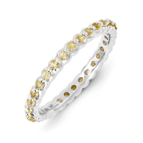 Ladies Rings Open Spark-Sterling Silver Stackable Expressions Citrine Ring