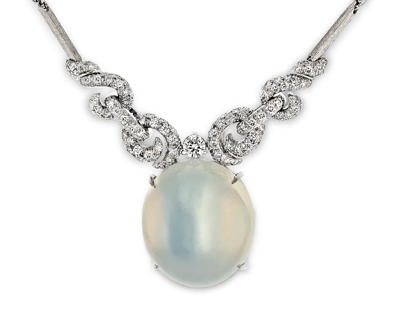 Warm gleam necklaces -Henry Dunay Moonstone and Diamond Necklace