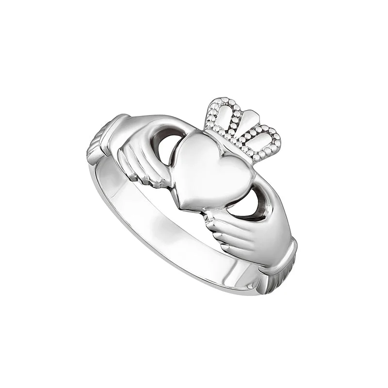 Ladies Rings Dark Spark-Sterling Silver Heavy Maids Claddagh Ring