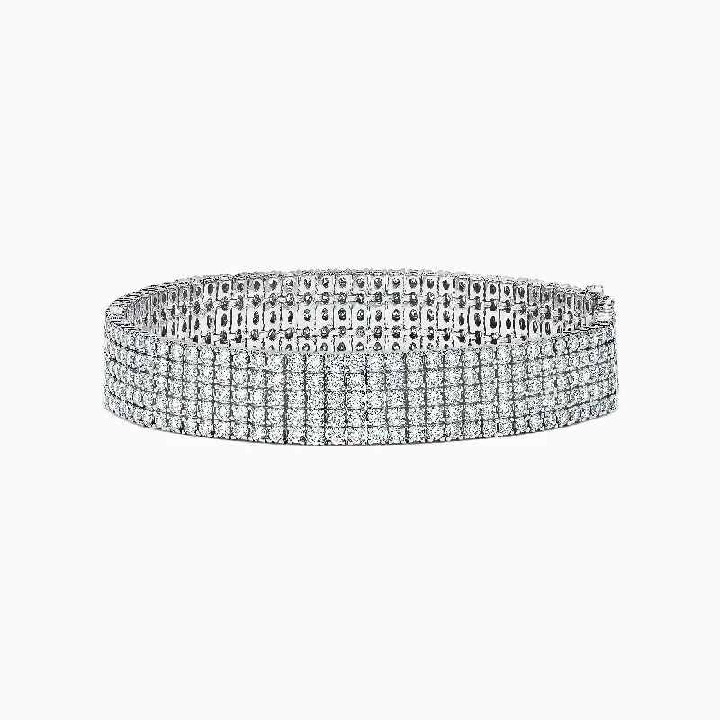 Ladies rich ruby bracelets -Pave Classica 14K White Gold Diamond Bracelet, 10.05 TCW