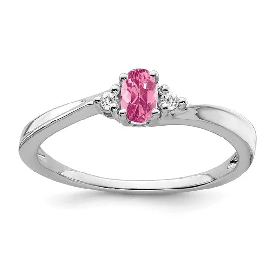 Ladies Rings for Leader Glow-14k White Gold Oval 5x3mm Pink Tourmaline And Diamond Ring