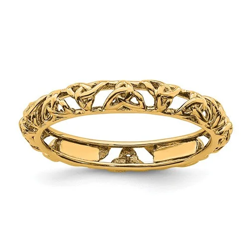 Ladies Rings for Date Spark-Sterling Silver Stackable Expressions Yellow Gold Plated Celtic Knot Eternity Ring