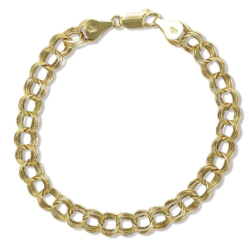 Ladies mystic lunar bracelets -14KT YELLOW GOLD 7MM TRIPLE LINK CHARM BRACELET