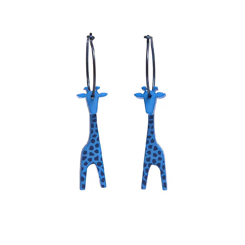 Ladies Earrings Crafted Glow-Lene Lundberg K Form Turquoise Blue Giraffe Earrings