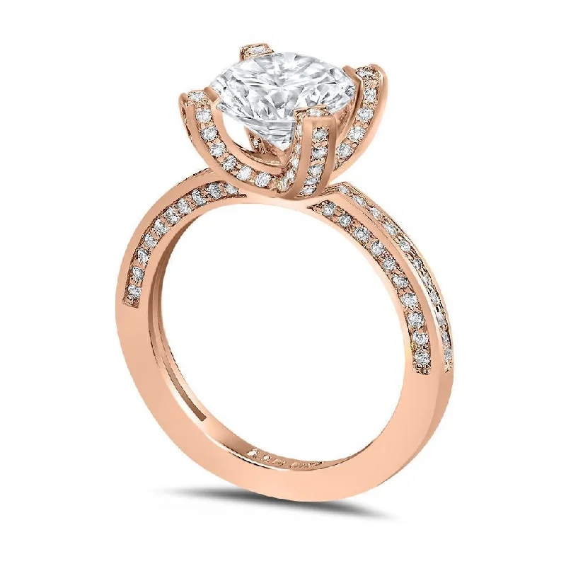 Ladies Engagement Rings Bloom Spark-Princess Diamond Crescent Sequel Engagement Ring