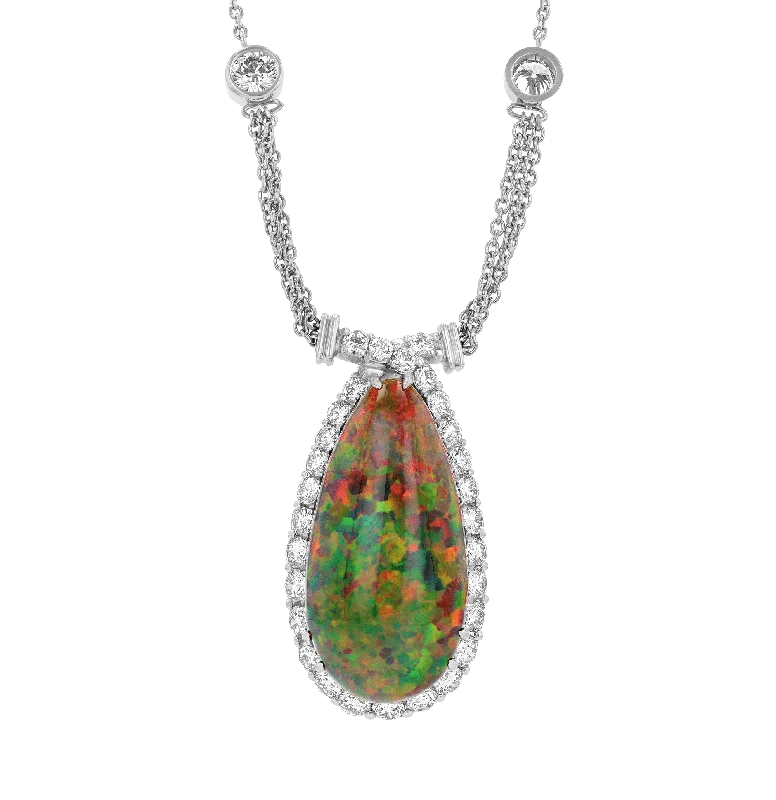 Bird flight necklaces -Ethiopian Cabochon Opal Necklace, 20.87 Carats