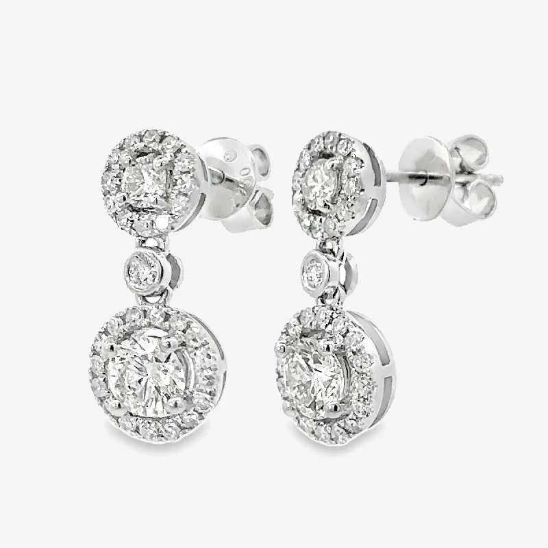 Ladies Earrings for Chef Shine-Dangle Halo Diamond Earrings