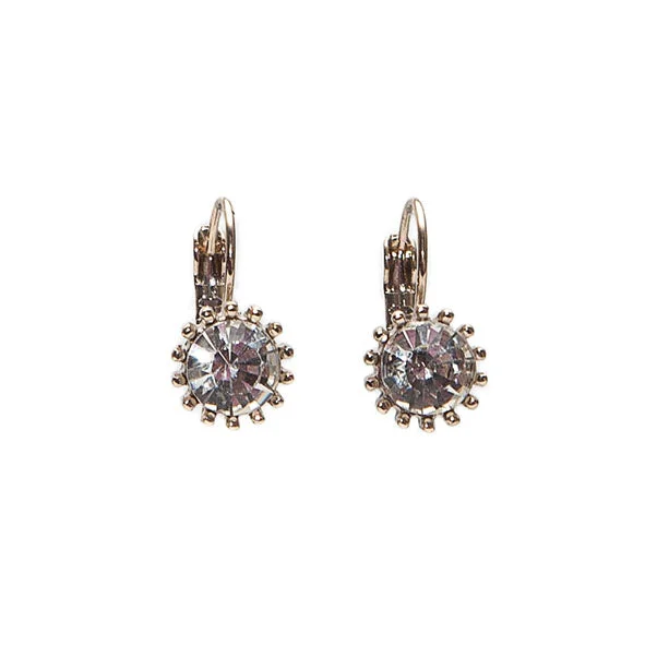 Ladies Earrings with Fringe Shine-Lovett Swarovski Clear Crystal on Gold-Finish French Wire Earrings