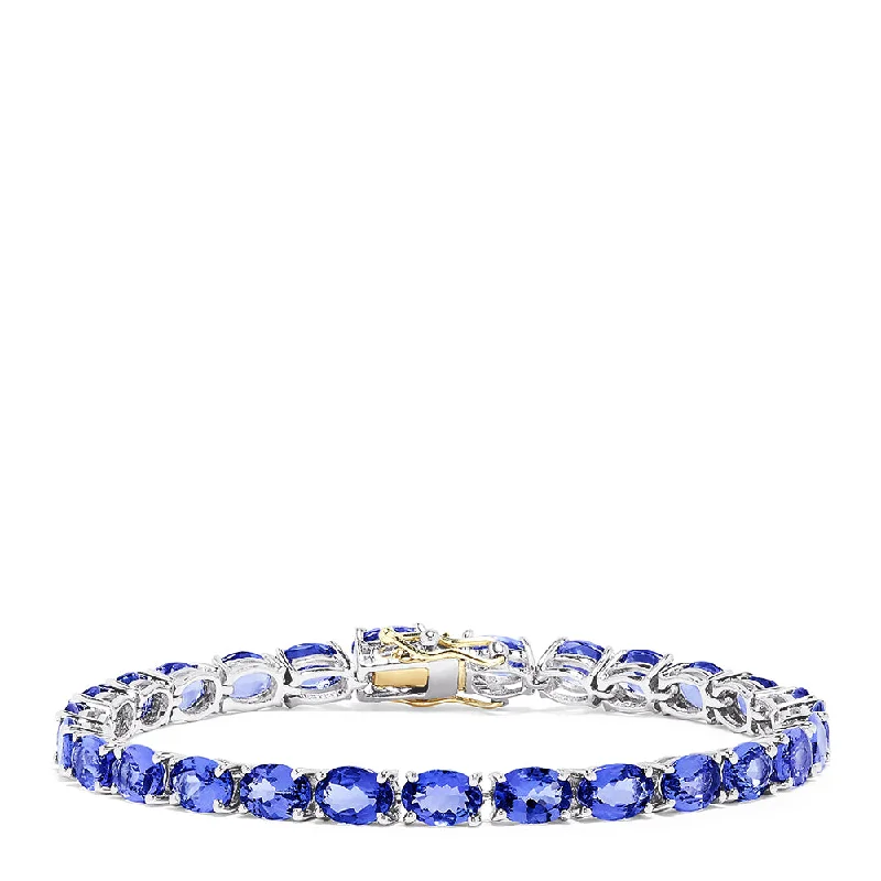 Ladies fairy sprinkle bracelets -Sterling Silver with 14K Gold Lock Tanzanite Tennis Bracelet, 20.00 TCW