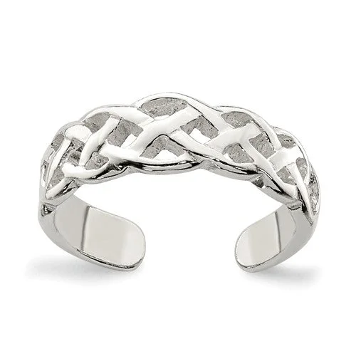 Ladies Rings with Gold Milarite-Sterling Silver Celtic Weave Toe Ring