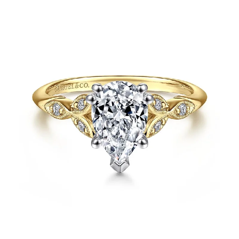 Ladies Engagement Rings Delicate Spark-Gabriel & Co. 14kTwo-Tone Diamond Engagement Ring