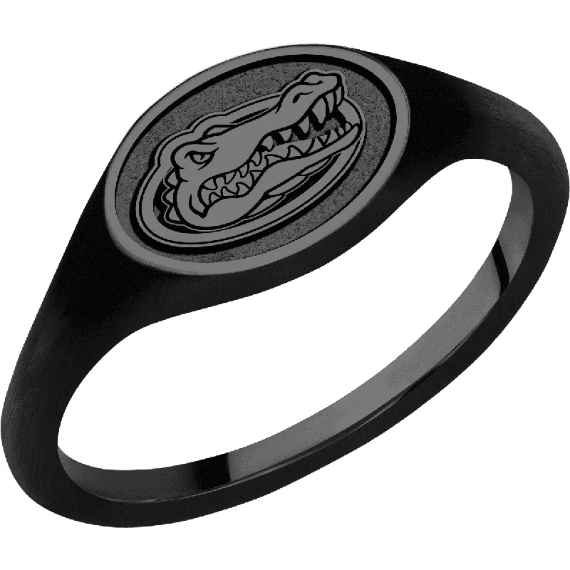 Ladies Rings with Aqua Variscite-University of Florida Custom Collegiate Black Zirconium Signet Ring