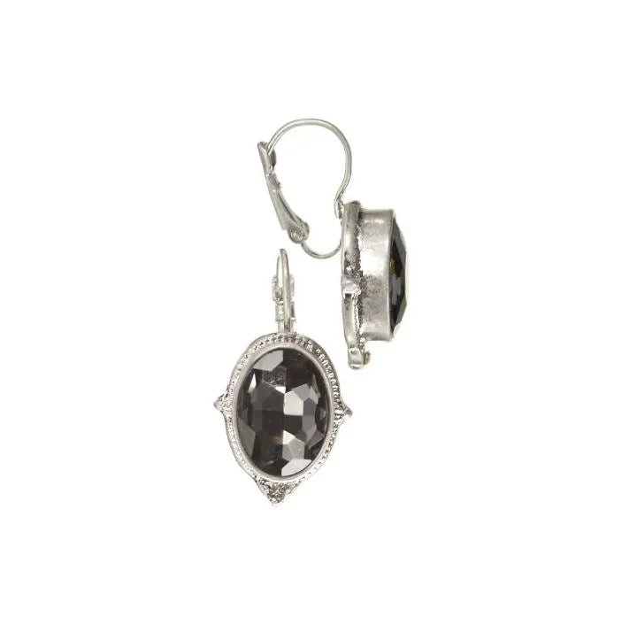 Ladies Earrings for Hero Shine-Hot Tomato Antoinette Drop Earrings in Worn Silver and Black Diamond