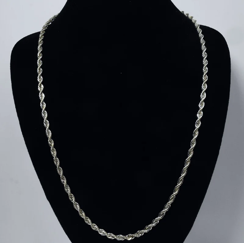 Moonlit spark necklaces -Sterling Silver Twist Rope Link Chain Necklace - 24"