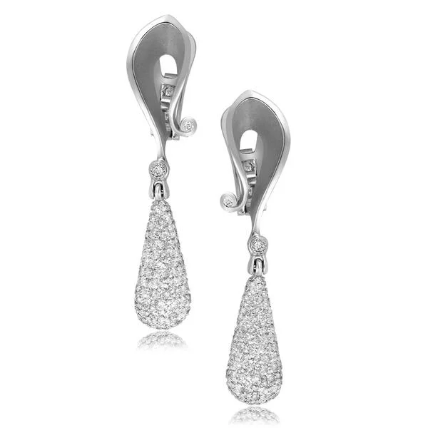 Ladies Earrings with Square Spark-Gold Calla Drop Dangle Earrings with Silvermist Diamonds