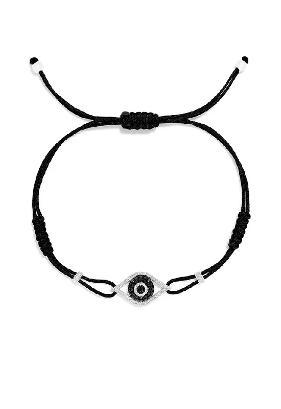 Ladies quiet poise bracelets -Novelty White Gold Black & White Diamond Evil Eye Bracelet, 0.43 TCW