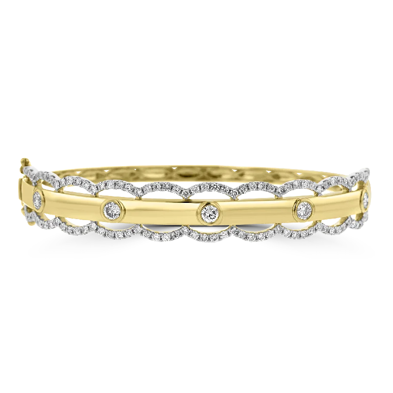 Ladies dreamy haze bracelets -18K WHITE AND YELLOW GOLD 2.32CT DIAMOND BANGLE BRACELET