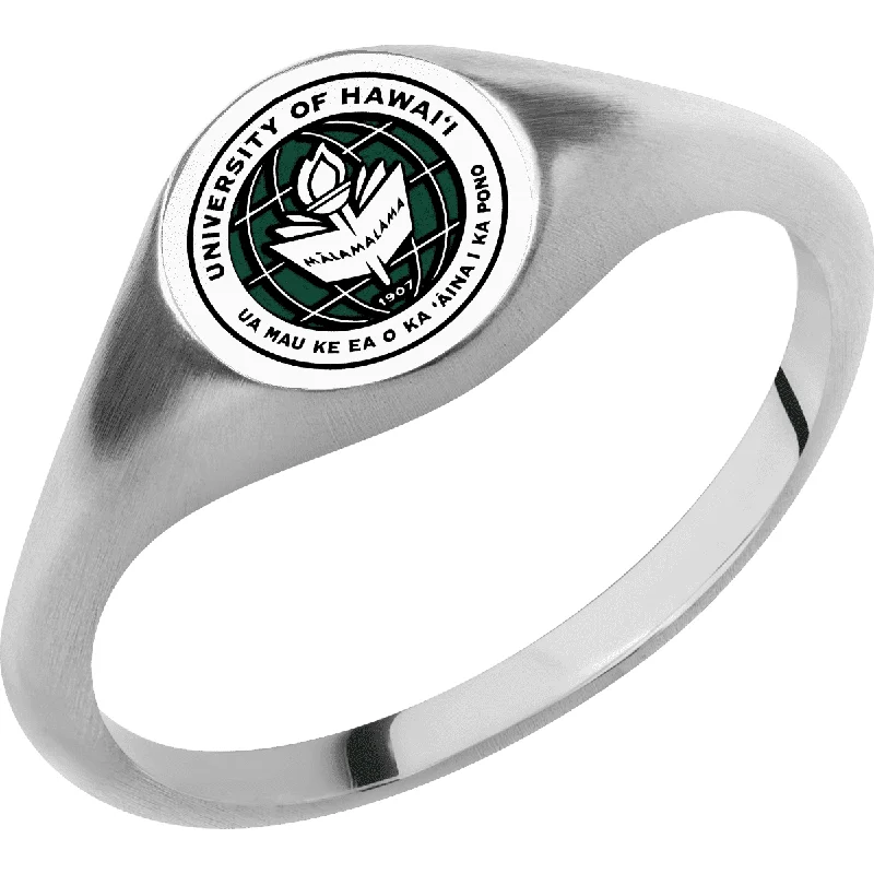 Ladies Rings with Plum Axinite-University of Hawaii Custom Collegiate Titanium Signet Ring