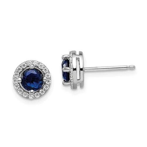 Ladies Earrings Timeless Glow-Sterling Silver White & Blue CZ Brilliant Embers Halo Earrings