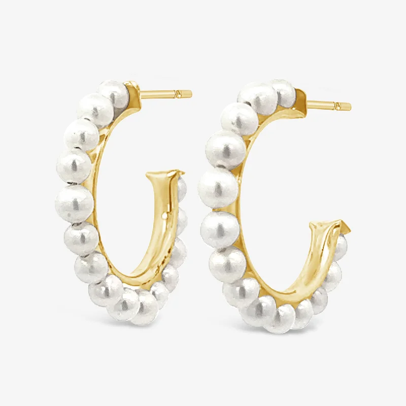 Ladies Earrings with Anchor Glow-Pearl Hoop Earrings