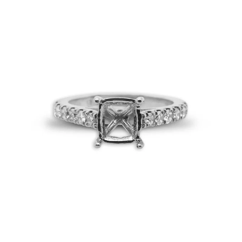 Ladies Engagement Rings with Okenite Shine-14k White Gold Diamond Semi-Mount Engagement Ring - 0.51cttw