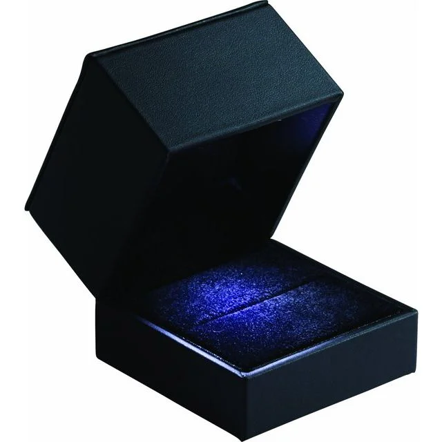 Ladies Rings for Travel Glow-Black Large LED Lighted Ring Box