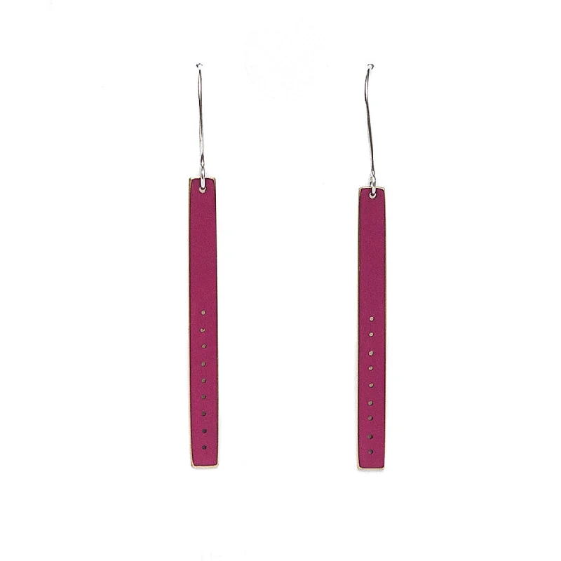 Ladies Earrings for Bridal Shine-Just Trade Dark Red Elegant Bar Drop Earrings