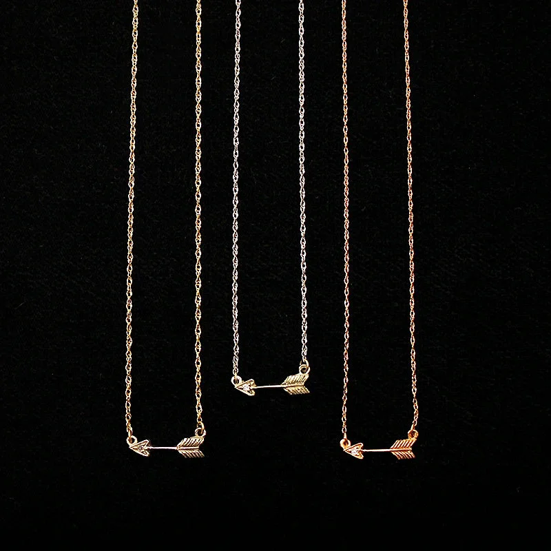 Memory gleam necklaces -Tiny Arrow Necklace in Recycled Gold by 720